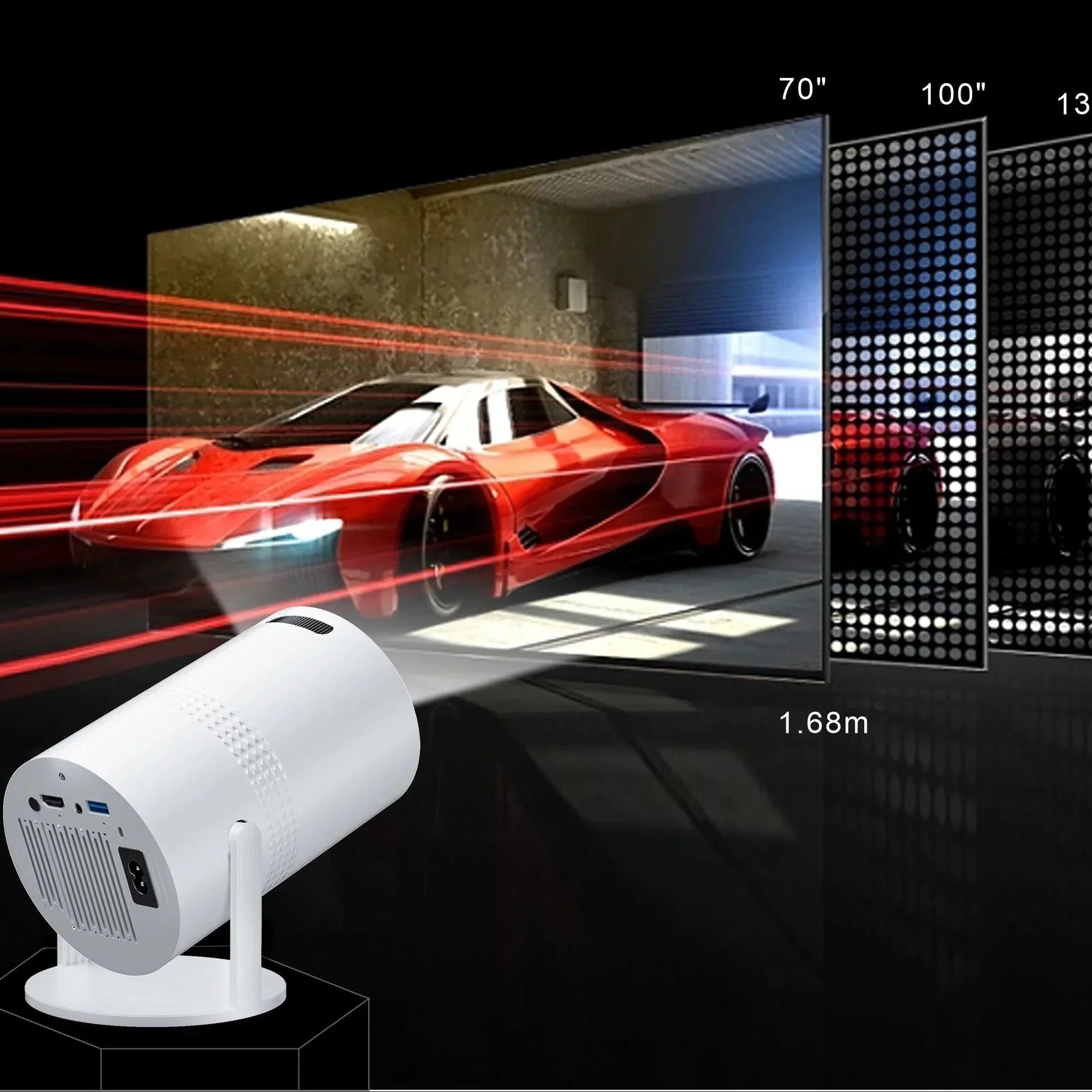 Salange P300 Mini Portable Projector - 4K 8K Video Decoding, 720P HD, Android 11, Wi-Fi, BT 5.1